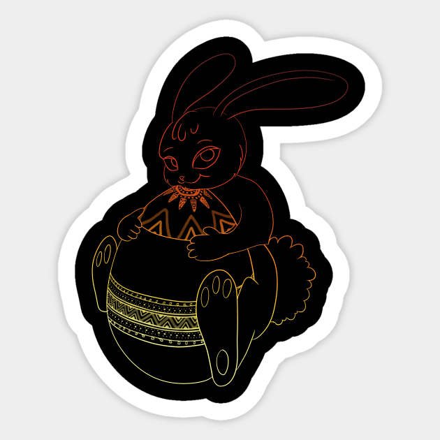 Easter bunny with egg in sunset colours Sticker by Zimart